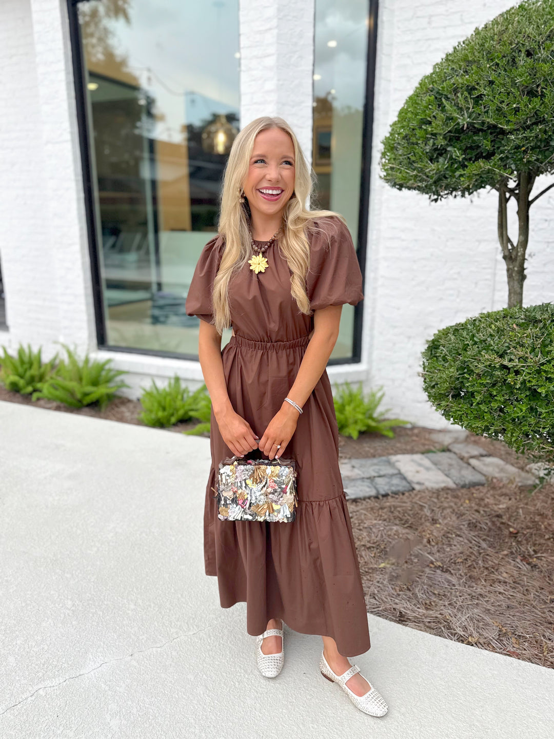 Meet me in Santorini Poplin Maxi Dress - Brown - Gabrielle's Biloxi