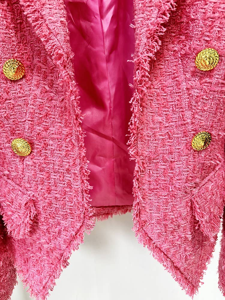 Tassel Edge Slim Tweed Suit Jacket - Gabrielle's Biloxi