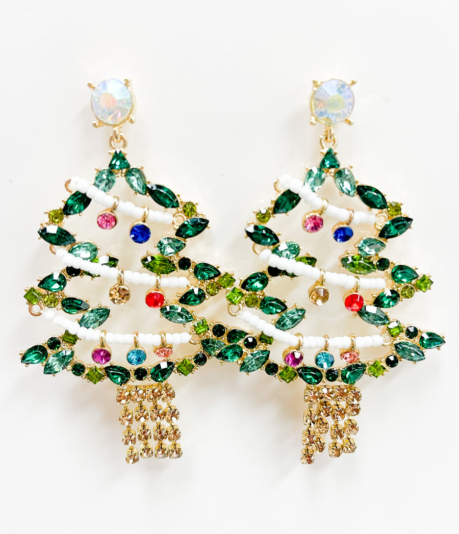 Outlined Christmas Tree Earrings - Gabrielle's Biloxi