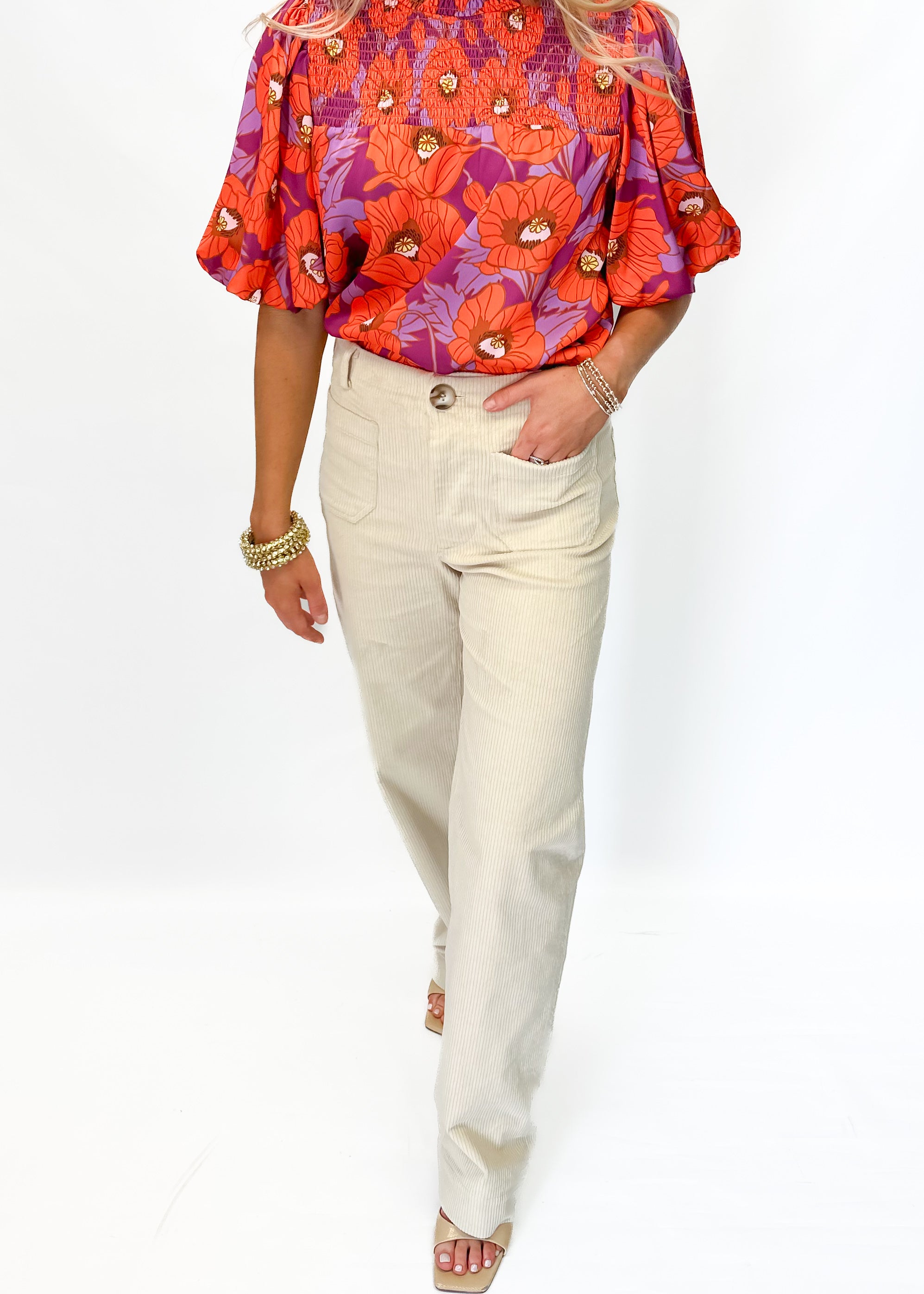LBLOX Corduroy Pants - Creme - Gabrielle's Biloxi