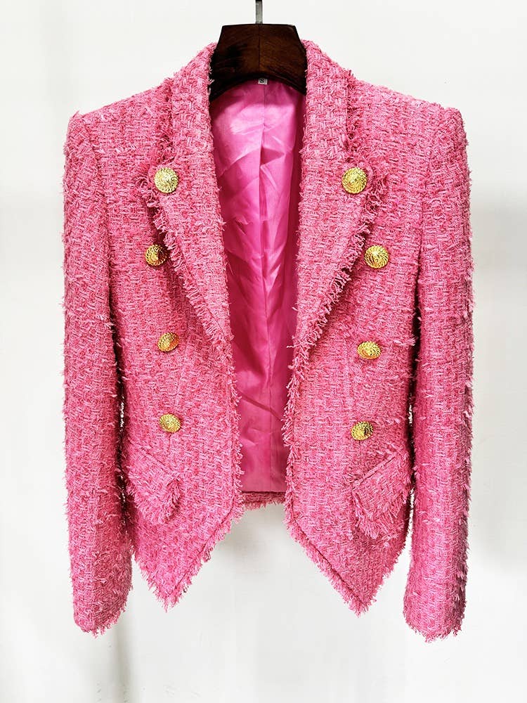 Tassel Edge Slim Tweed Suit Jacket - Gabrielle's Biloxi