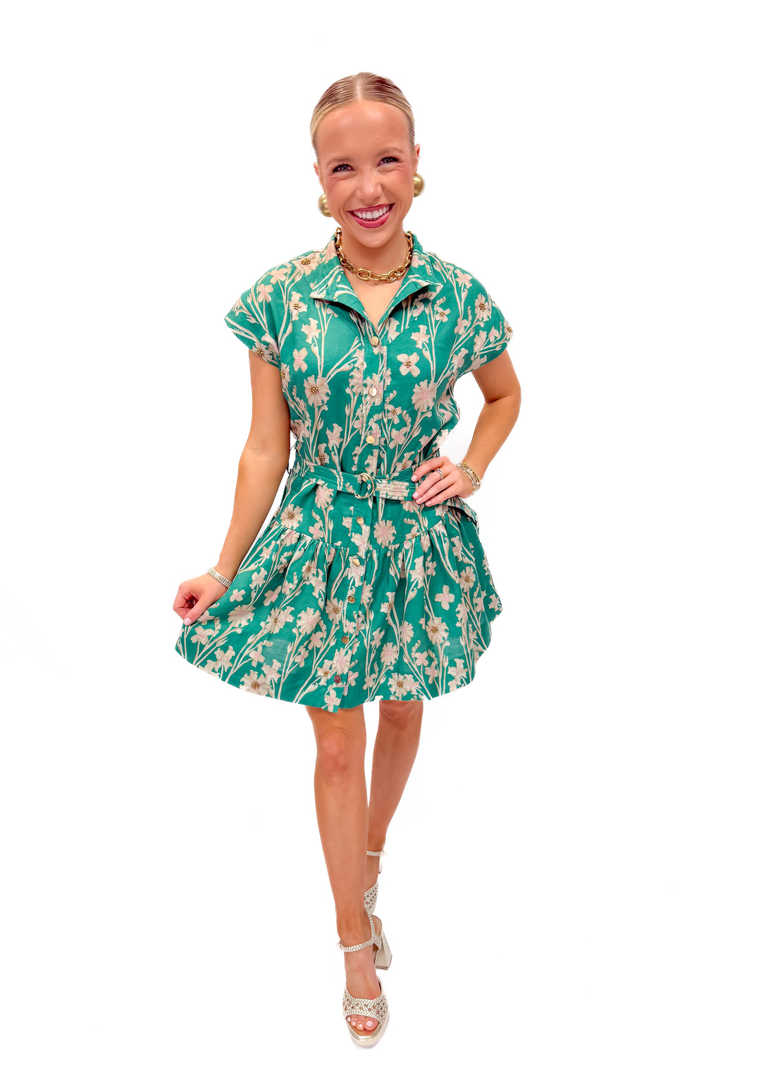 Karina Grimaldi Zelie Embroidered Print Mini Dress