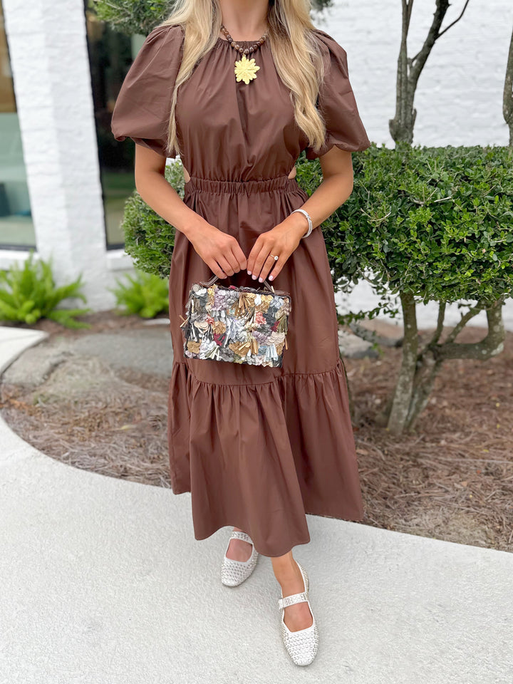 Meet me in Santorini Poplin Maxi Dress - Brown - Gabrielle's Biloxi