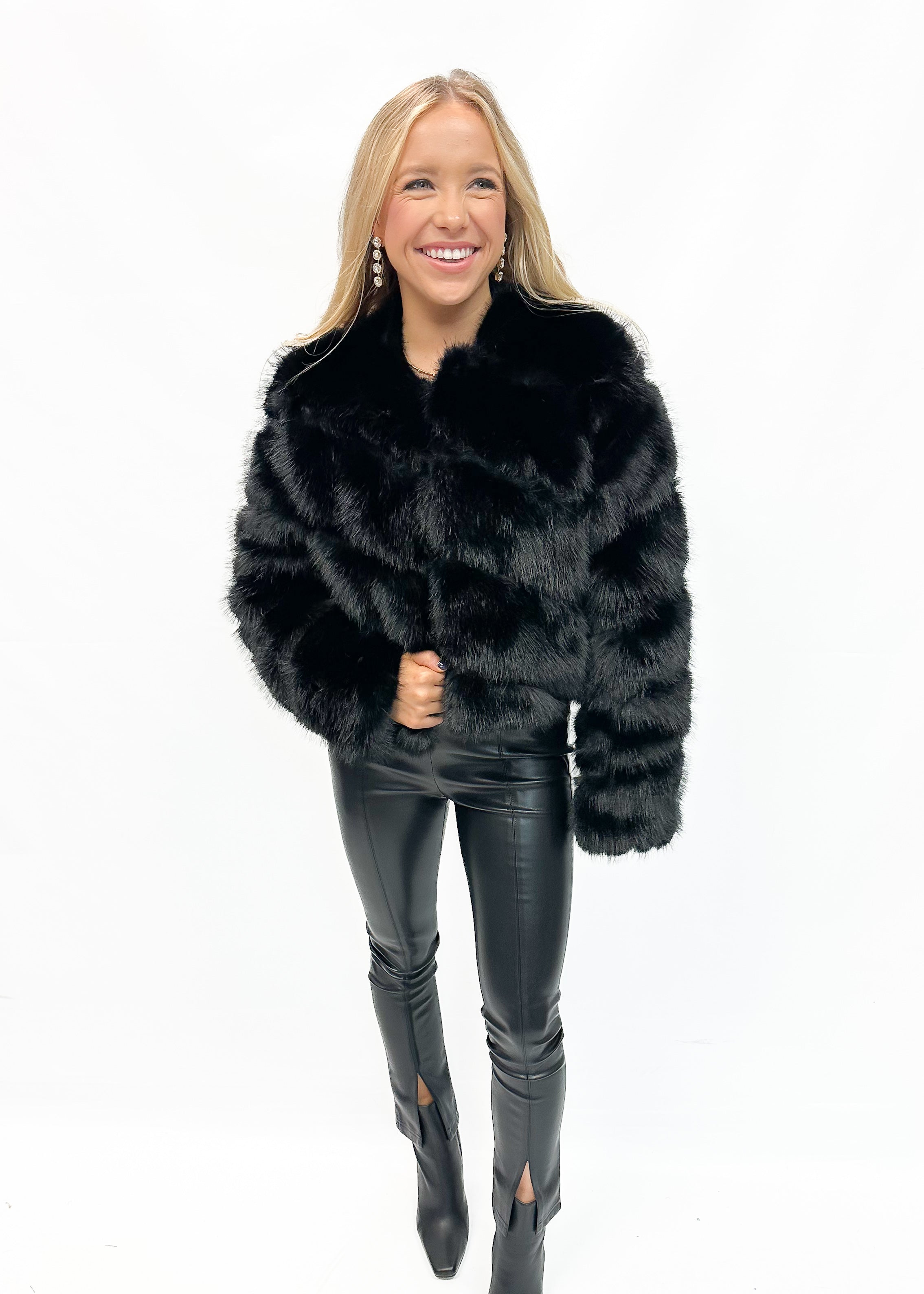 Jayley Handmade Bamboo Lyocell Faux Fur Jacket - Black - Gabrielle's Biloxi
