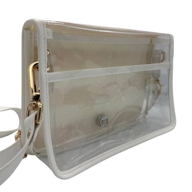 Red and Blue Gingham Clear Stadium Bag - White Bamboo