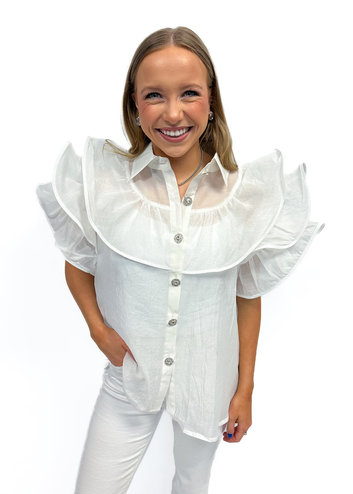 LBLOX Dramatic Sleeve Blouse - White - Gabrielle's Biloxi