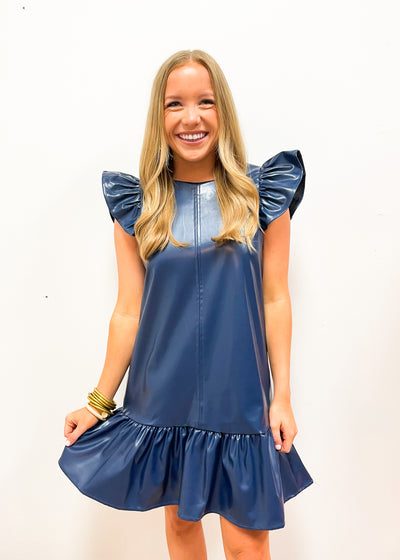 LBLOX Ruffle Sleeves Dress - Navy - Gabrielle's Biloxi