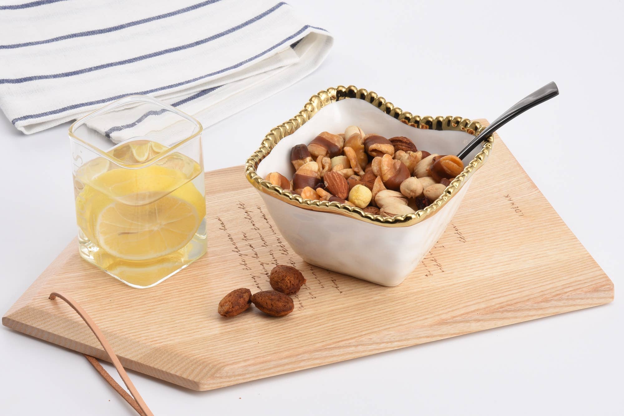 Pampa Bay Square Snack Bowl - White & Gold - Gabrielle's Biloxi