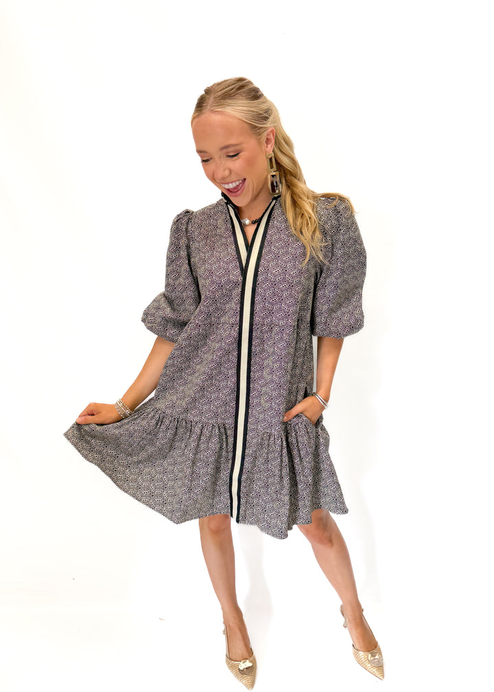 Emily McCarthy Sadie	Dress - Black	Tonal Monogram - Gabrielle's Biloxi