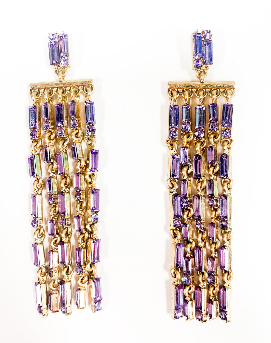 Baguette Jewel Tassel Earrings - Lavender - Gabrielle's Biloxi