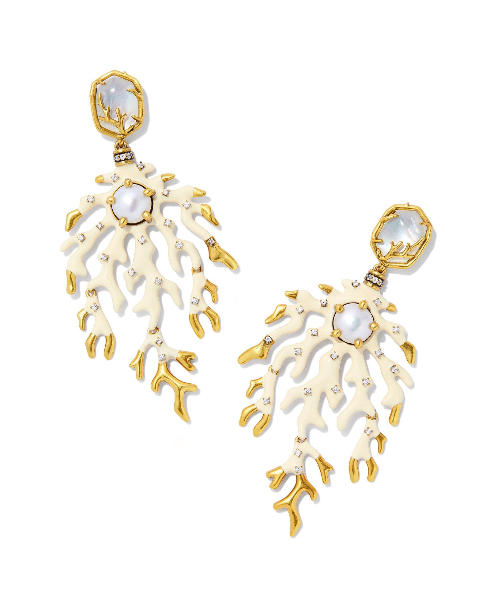 Kendra Scott Shea Statement Earrings Vintage Gold Ivory Mix - Gabrielle's Biloxi