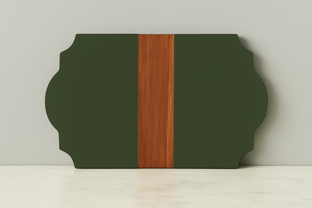 Trefoil Wood Cheese Board Charger, Spruce Green