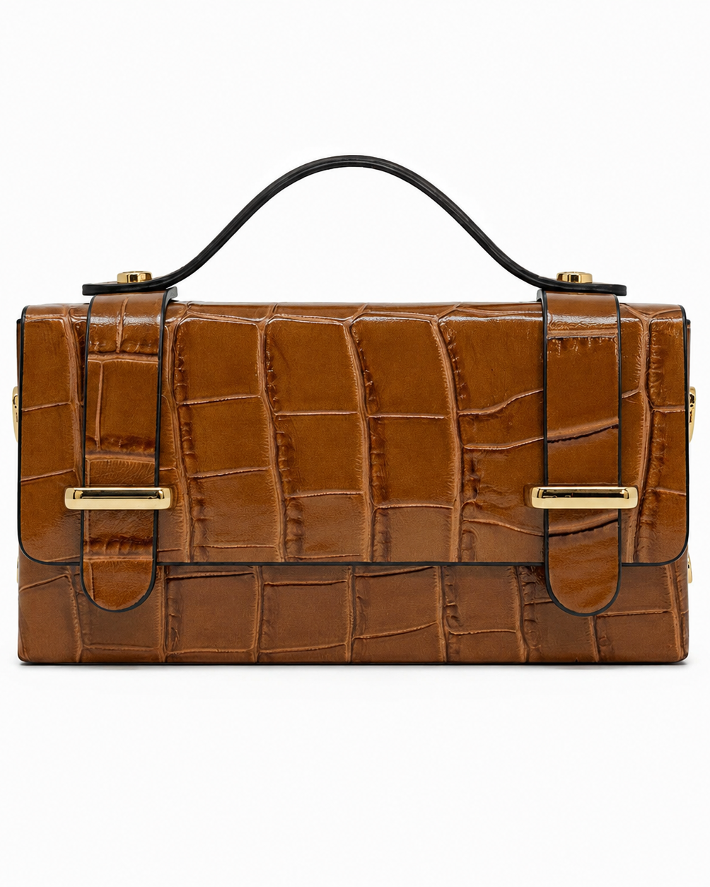German Fuentes Leather Crocco Handbag - Camel - Gabrielle's Biloxi