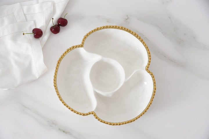 Pampa Bay 4 Section Server - White & Gold - Gabrielle's Biloxi