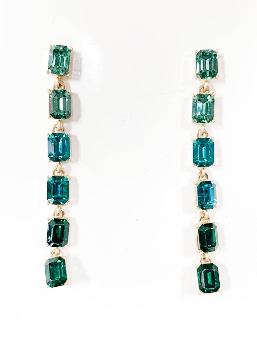 Baguette Dangle Earrings - Emerald Hues - Gabrielle's Biloxi