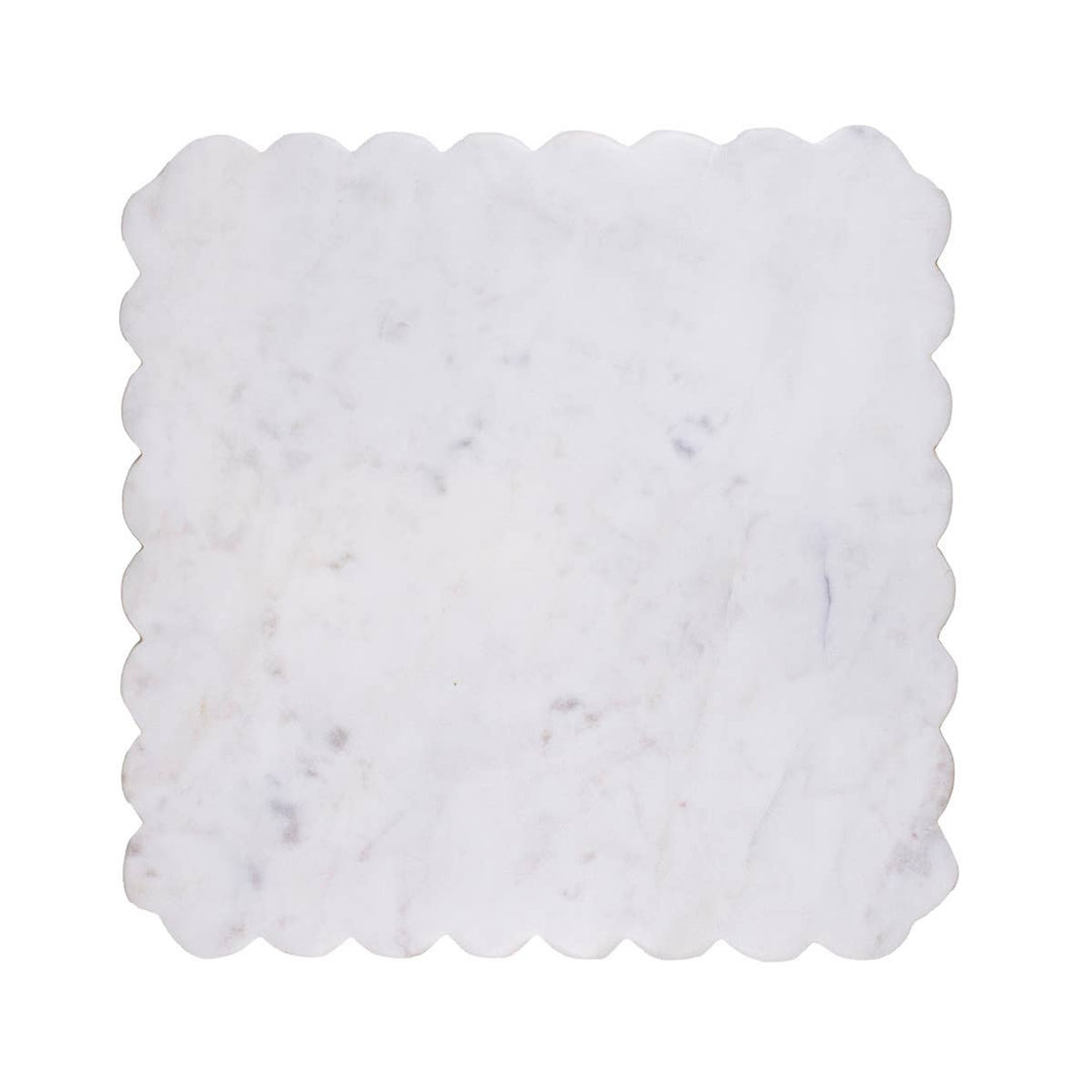Scalloped Marble Serving Board White - Gabrielle's Biloxi