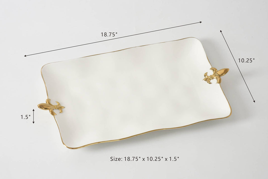 Pampa Bay Rectangular Platter - Fleur-De-Lis