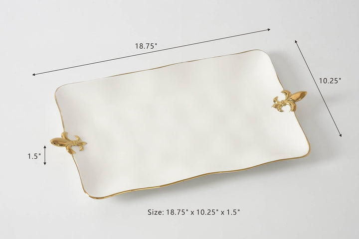 Pampa Bay Rectangular Platter - Fleur-De-Lis
