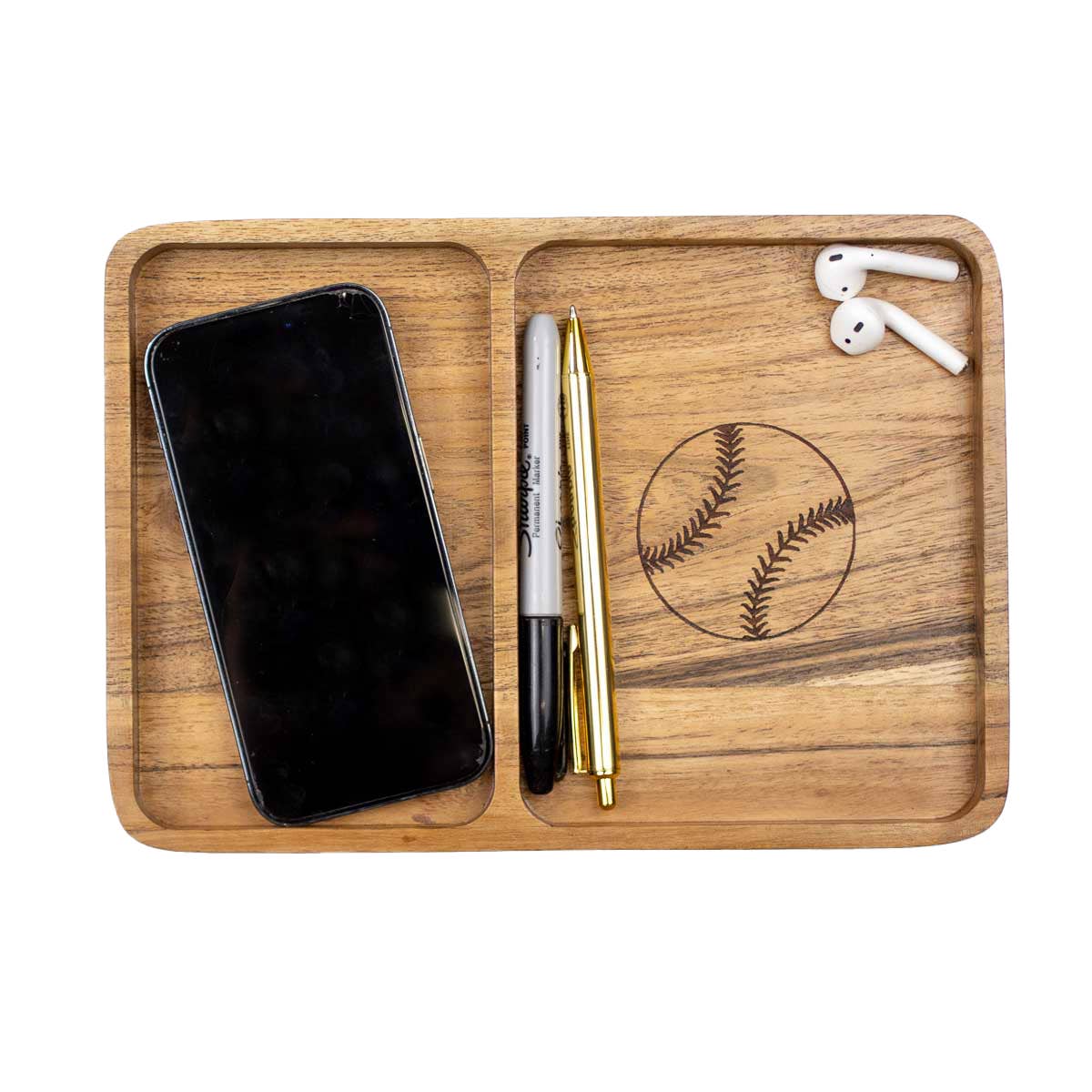 Baseball Etched Wood Valet Tray - Gabrielle's Biloxi