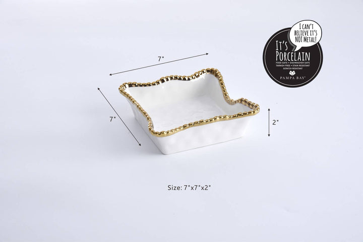 Pampa Bay Cocktail Napkin Holder - White & Gold - Gabrielle's Biloxi