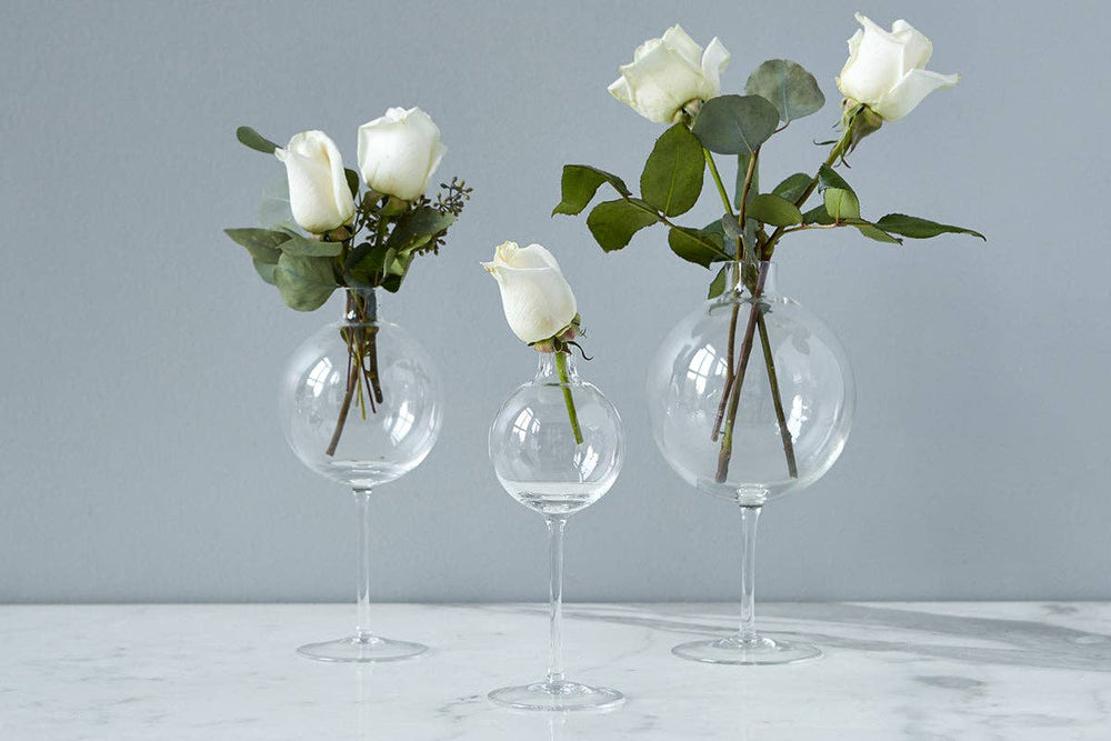 Etu Clear Wine Glass Shaped Flower Vase, Large - Gabrielle's Biloxi