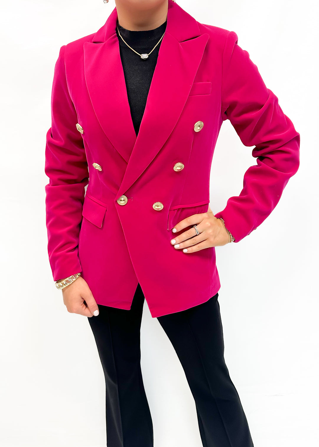 Dolce Cabo Velvet D/B Blazer - Magenta - Gabrielle's Biloxi