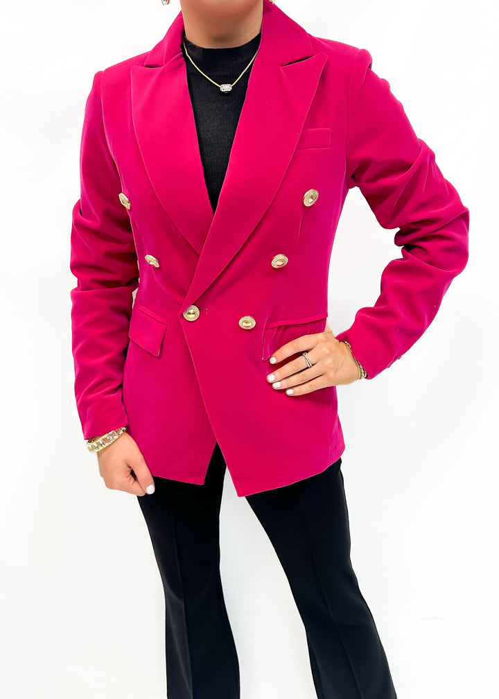 Dolce Cabo Velvet D/B Blazer - Magenta - Gabrielle's Biloxi