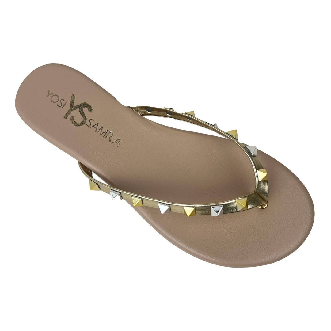 Rivington Stud Flip Flop in Beige Metallic - Gabrielle's Biloxi