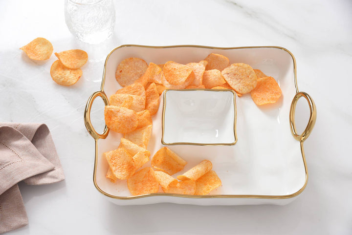 Pampa Bay Square Chip & Dip - Gold Handles - Gabrielle's Biloxi