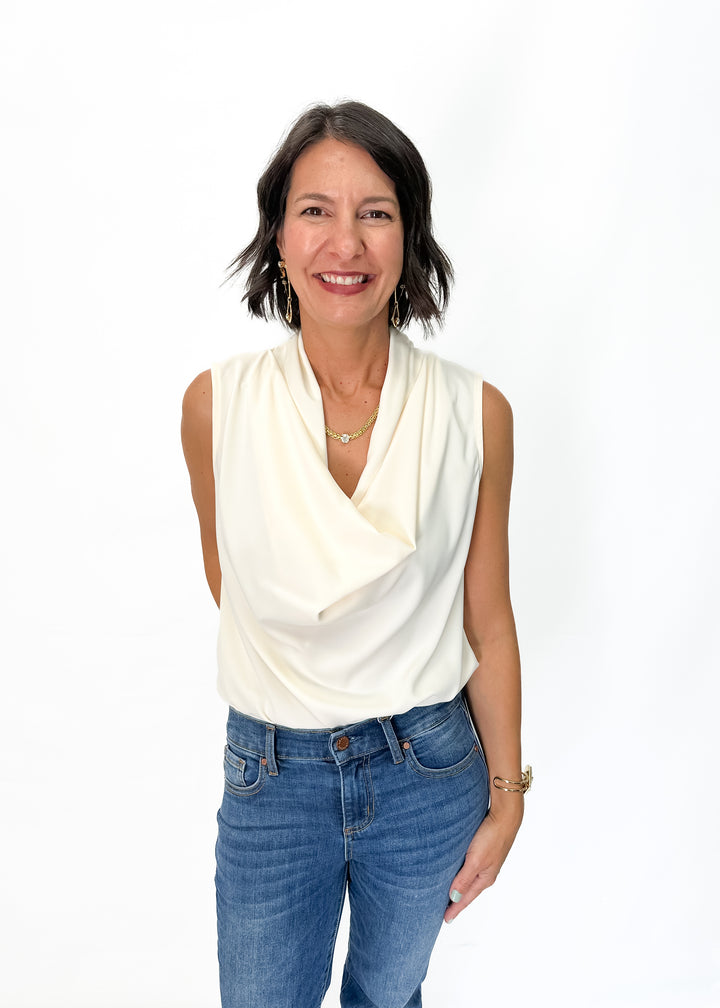 Bishop + Young Olivia Cowl Neck Top - Pearl - Gabrielle's Biloxi