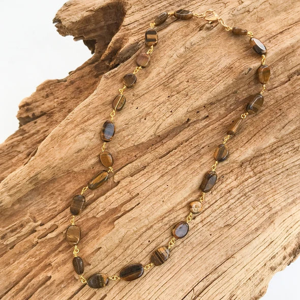 Virtue Cat Eye Rosary Necklace - Tigers Eye