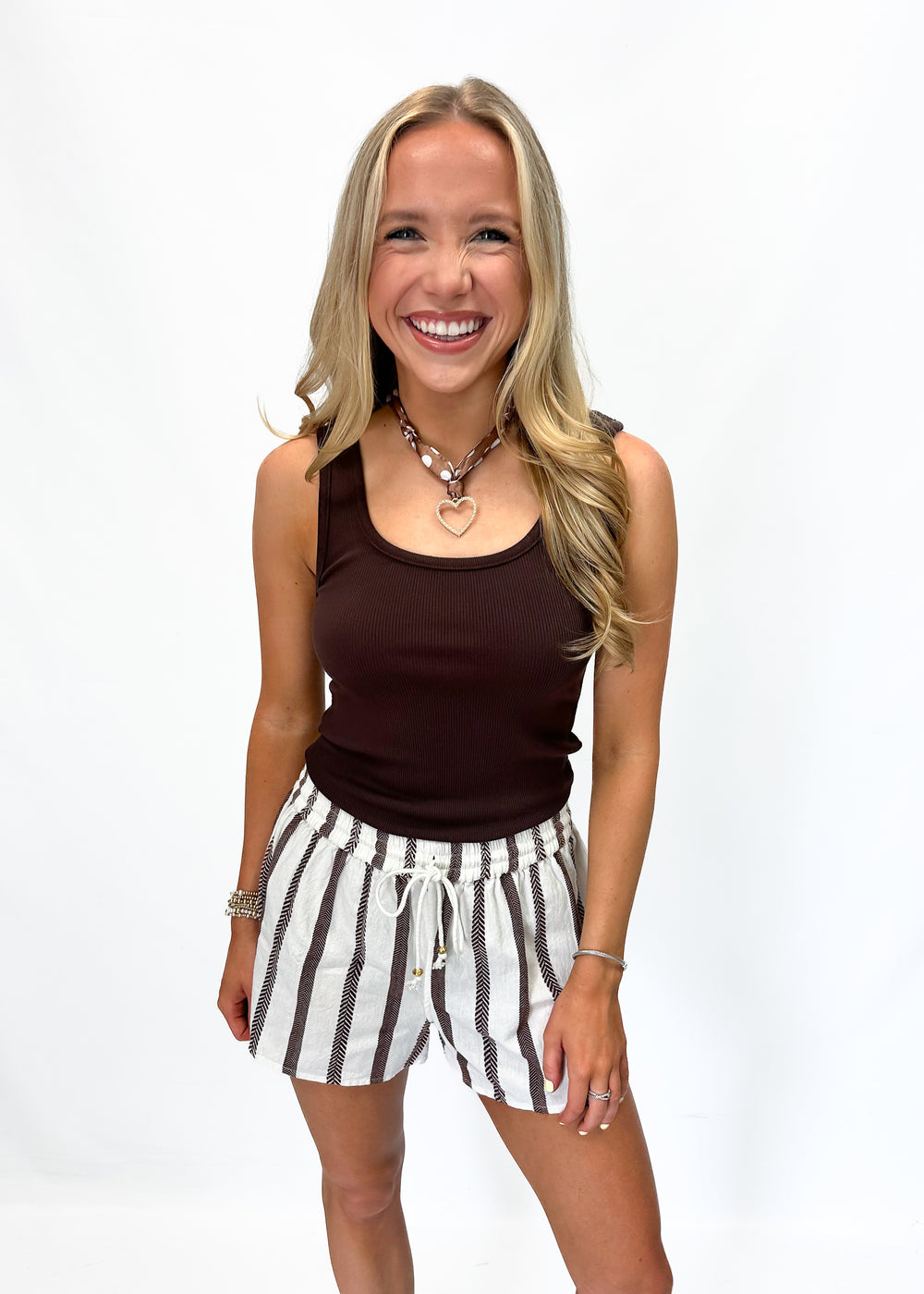 Bobi Ribbed Scoop Neck Cropped Tank - Umber - Gabrielle's Biloxi