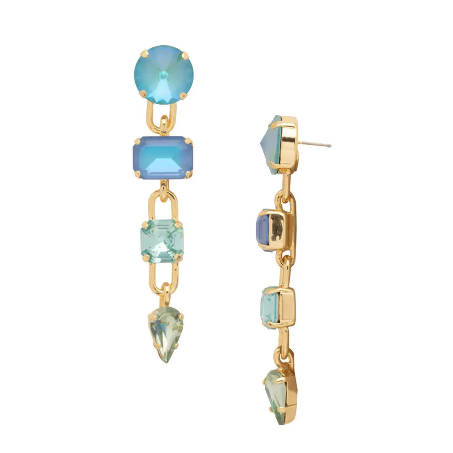 Sorrelli Kelly Statement Dangle Earrings -Bright Gold Ocean - Gabrielle's Biloxi
