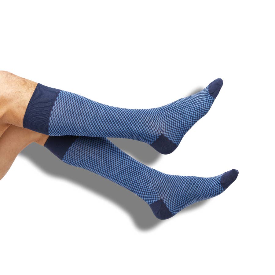 DeadSoxy Maddox - Navy and Blue Check Dress Socks - Gabrielle's Biloxi