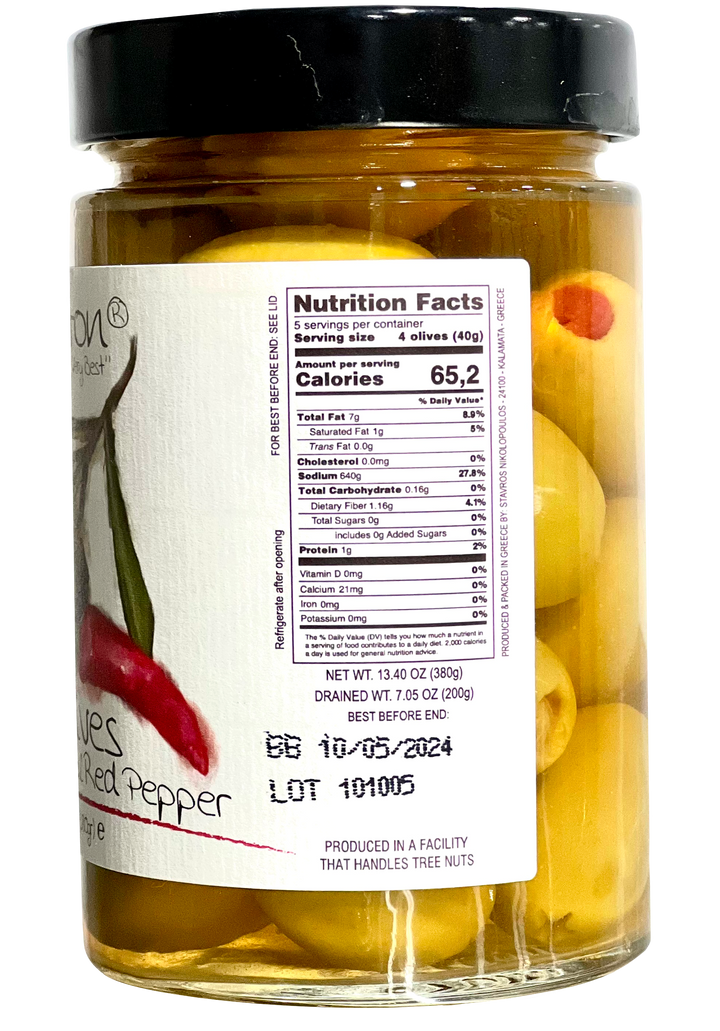 Ariston Green Olives Stuffed Pepper -13.40oz (Sweet peppers) - Gabrielle's Biloxi