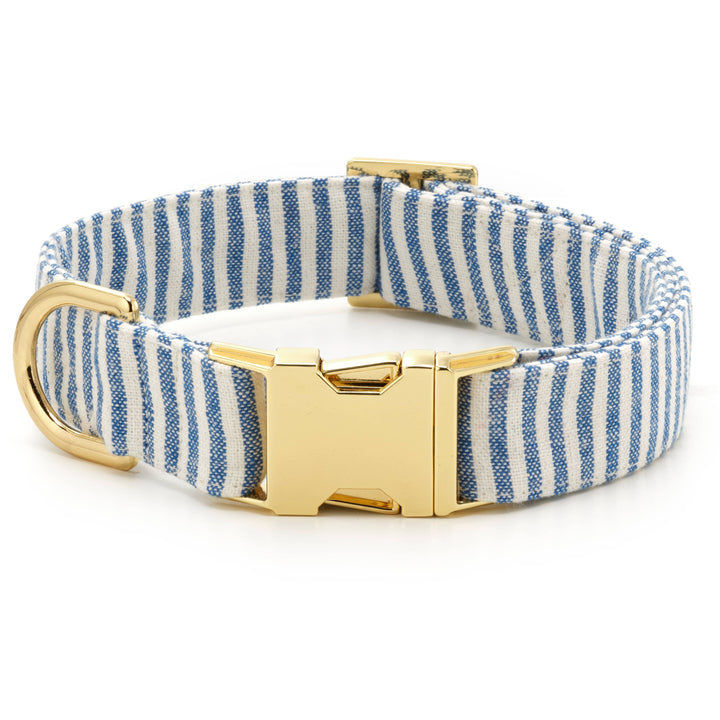 Lake Blue Stripe Summer Dog Collar - Gabrielle's Biloxi