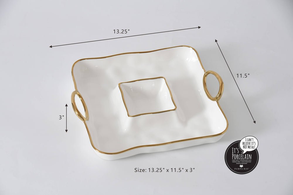 Pampa Bay Square Chip & Dip - Gold Handles - Gabrielle's Biloxi