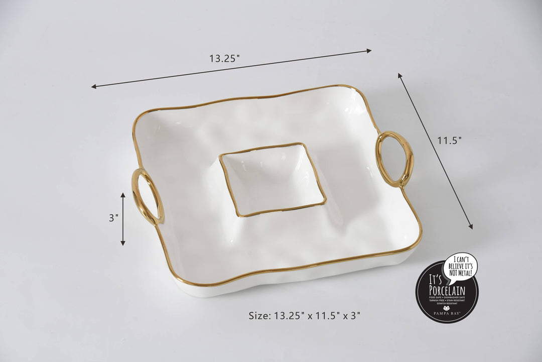 Pampa Bay Square Chip & Dip - Gold Handles - Gabrielle's Biloxi