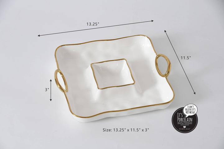 Pampa Bay Square Chip & Dip - Gold Handles - Gabrielle's Biloxi