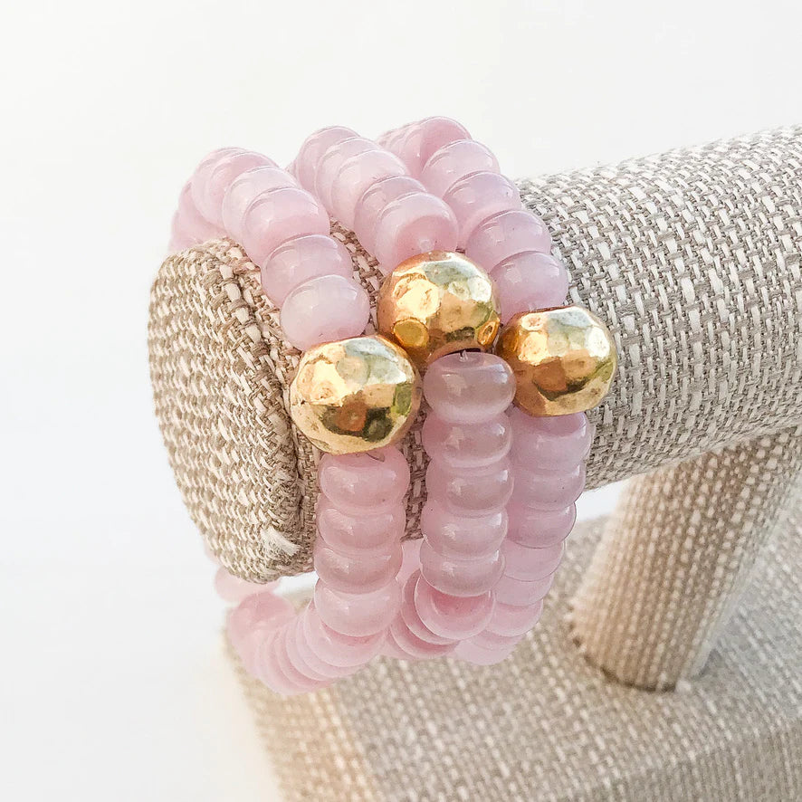 Rondelle Gemstone Ball Bracelet - Blush Cateye - Gabrielle's Biloxi