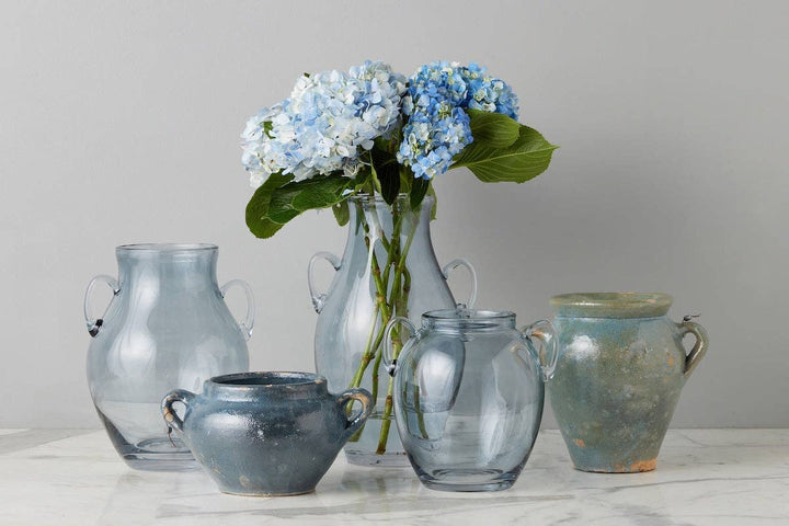 Etu Glass Amphora Flower Vase, Medium, Denim Blue - Gabrielle's Biloxi