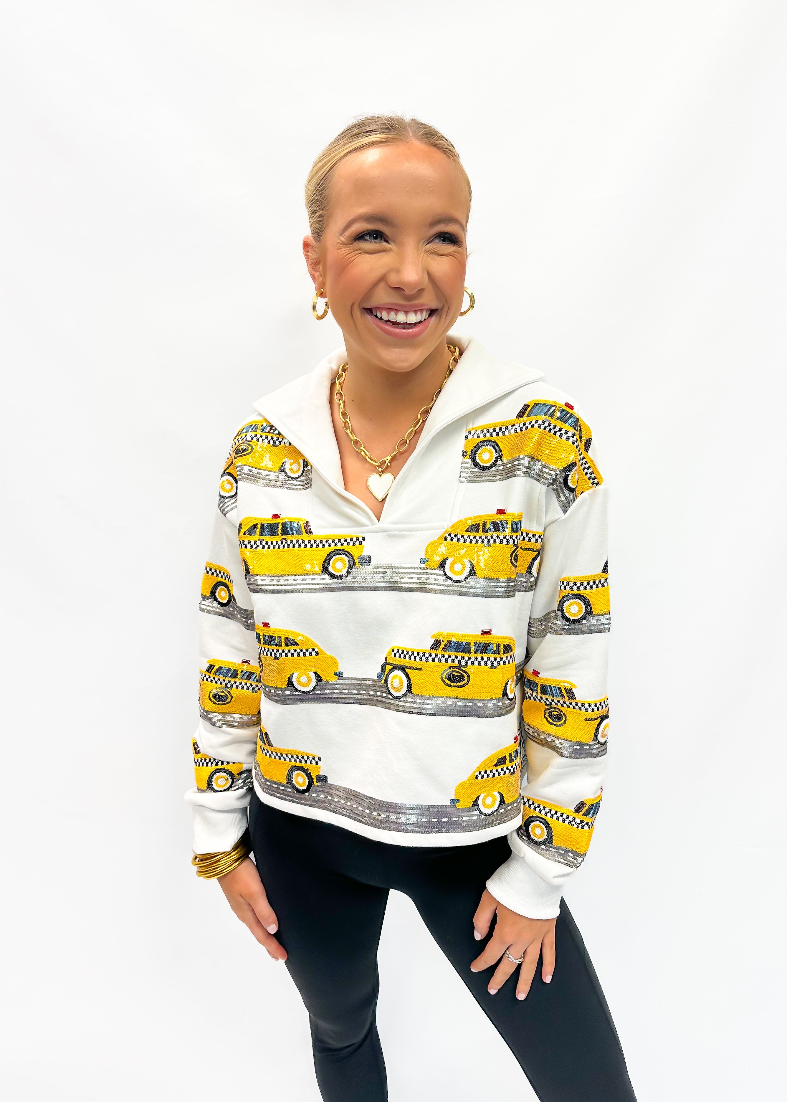 Queen of Sparkles White Scattered Taxi Collared Top - Gabrielle's Biloxi