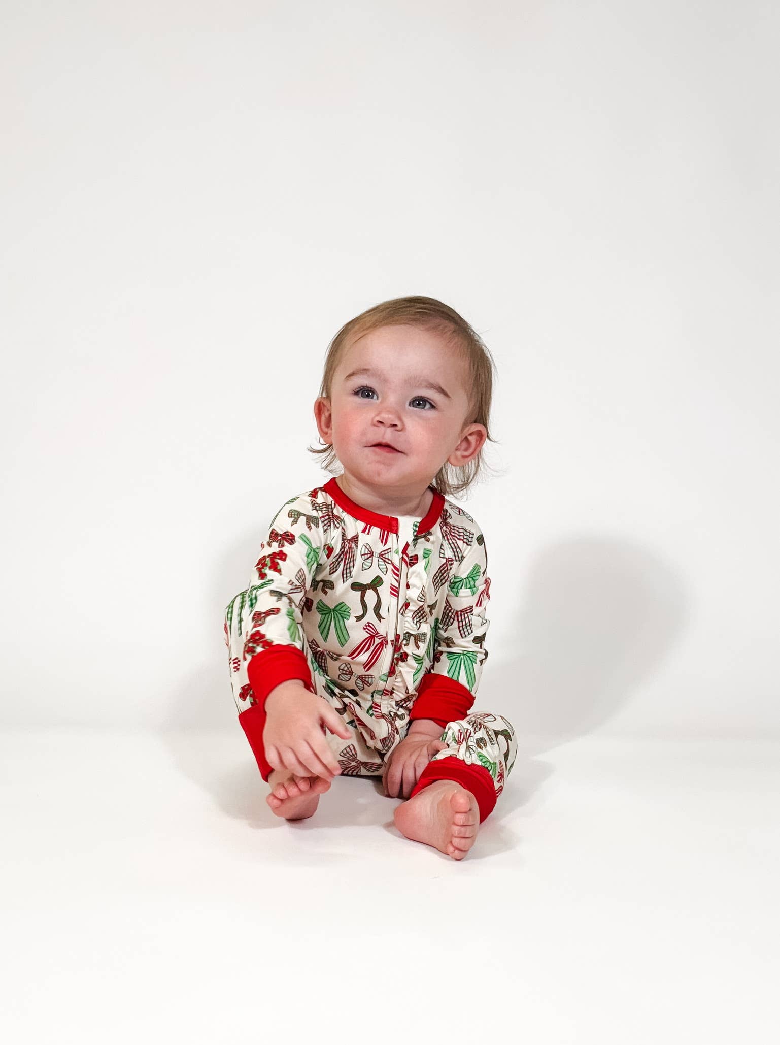 Holiday Bows  - LS Convertible Zip PJs - Gabrielle's Biloxi