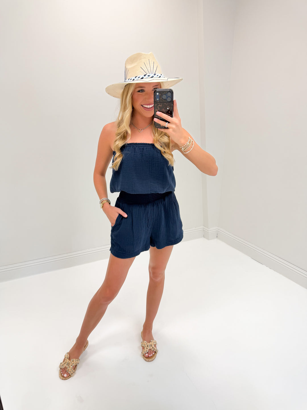 Bobi Smocked Tube Top - Deep Seas