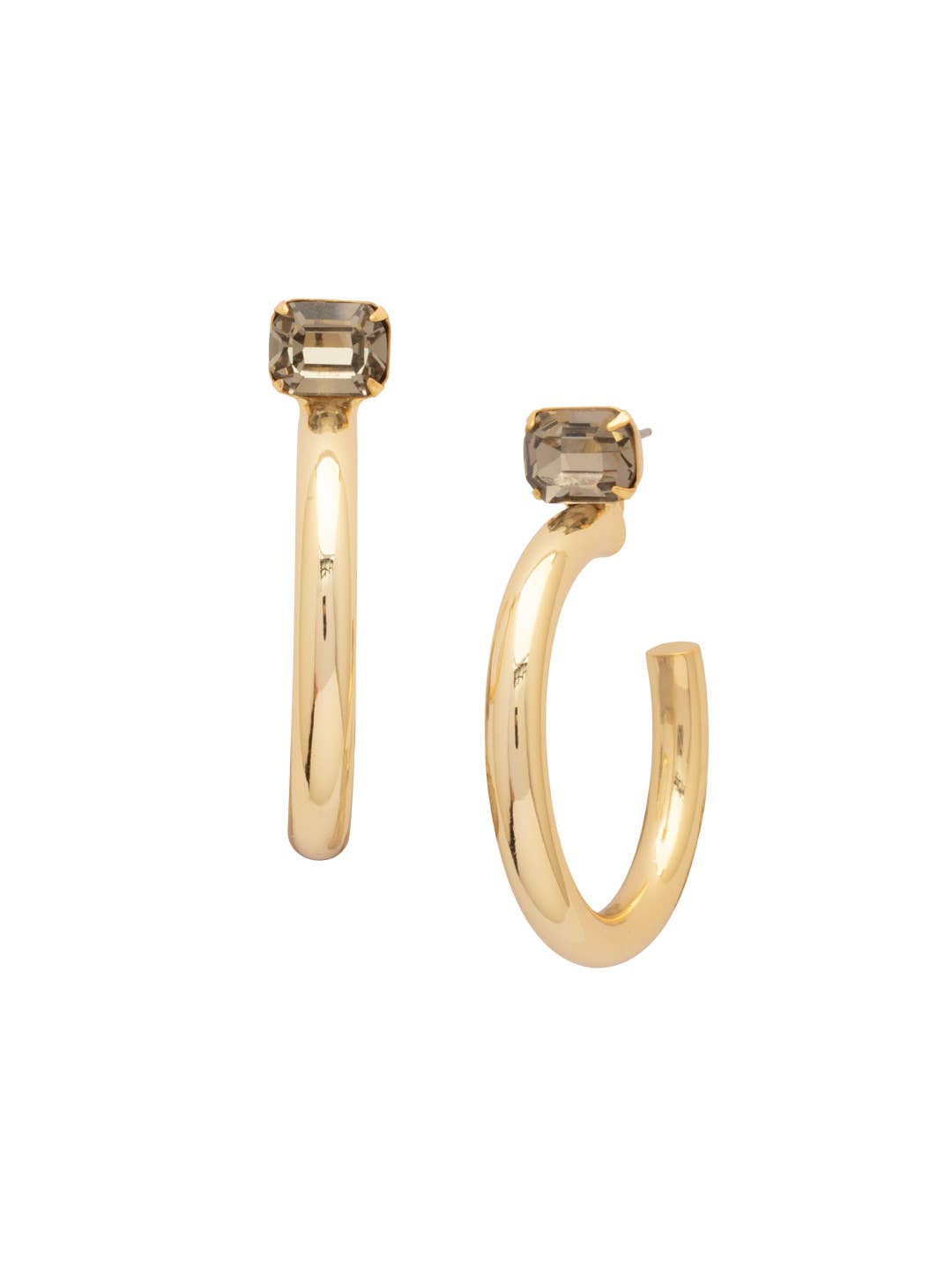 Sorrelli Keeley Emerald Cut Hoop Earrings - Black Diamond - Gabrielle's Biloxi
