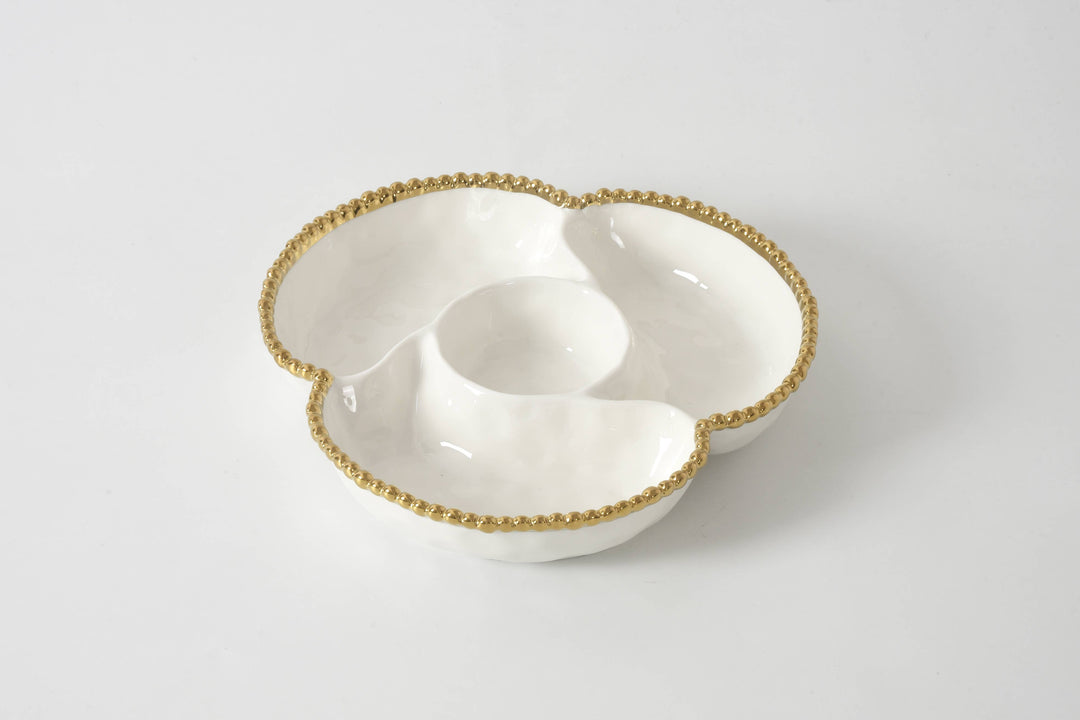 Pampa Bay 4 Section Server - White & Gold - Gabrielle's Biloxi