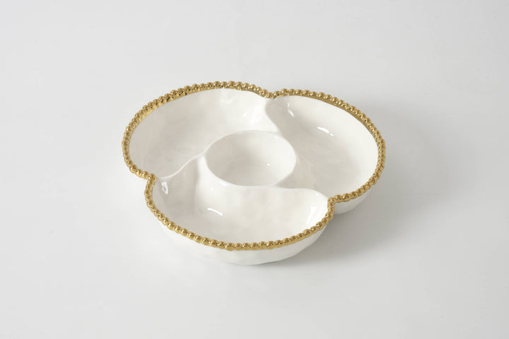 Pampa Bay 4 Section Server - White & Gold - Gabrielle's Biloxi