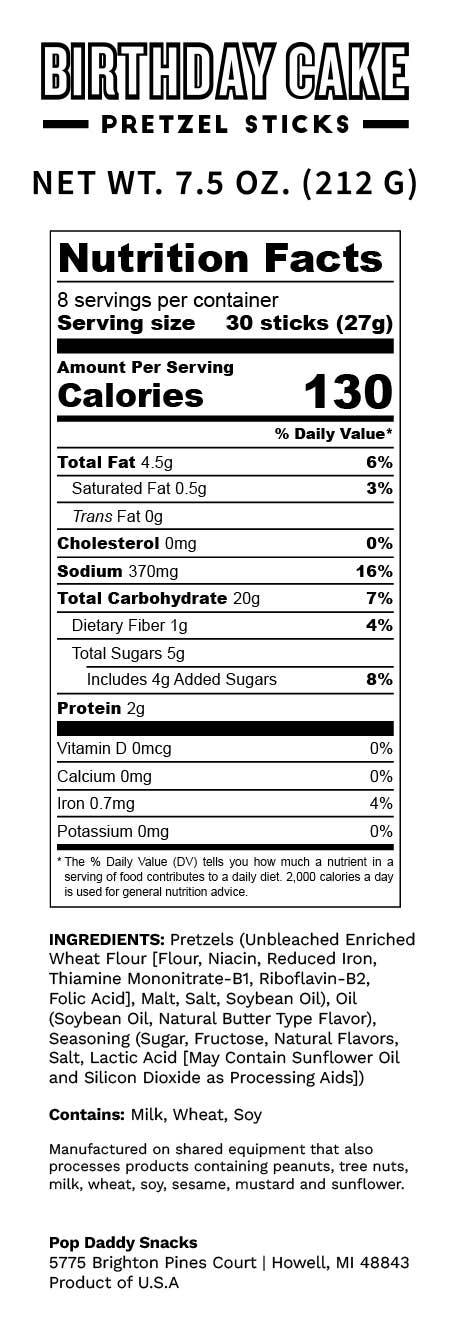 Birthday Cake Seasoned Pretzels - 7.5oz - Gabrielle's Biloxi