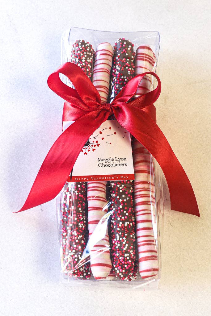 Valentine's Milk & White Chocolate Covered Pretzel Rods - Gabrielle's Biloxi