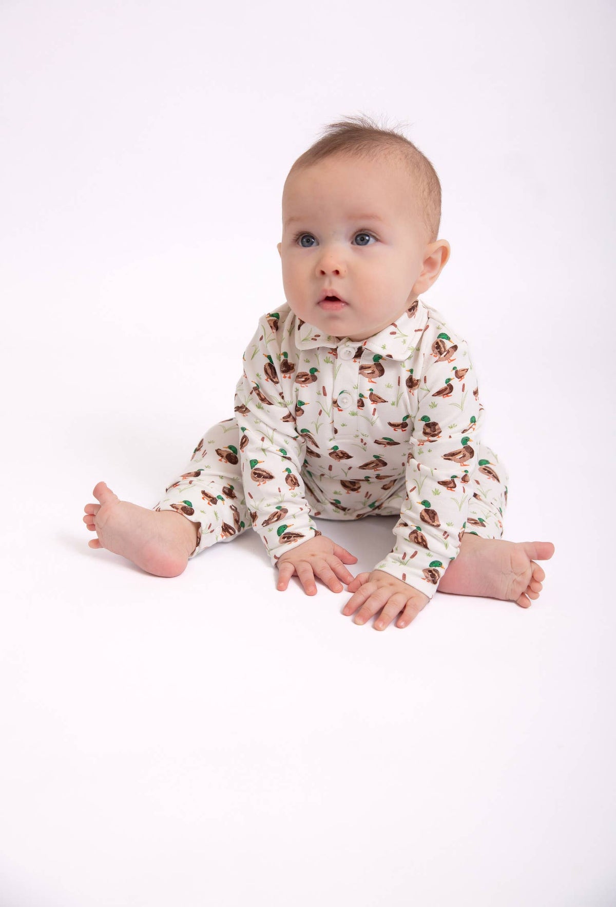 Mallard Drake Ducks- Sweatshirt Polo Romper